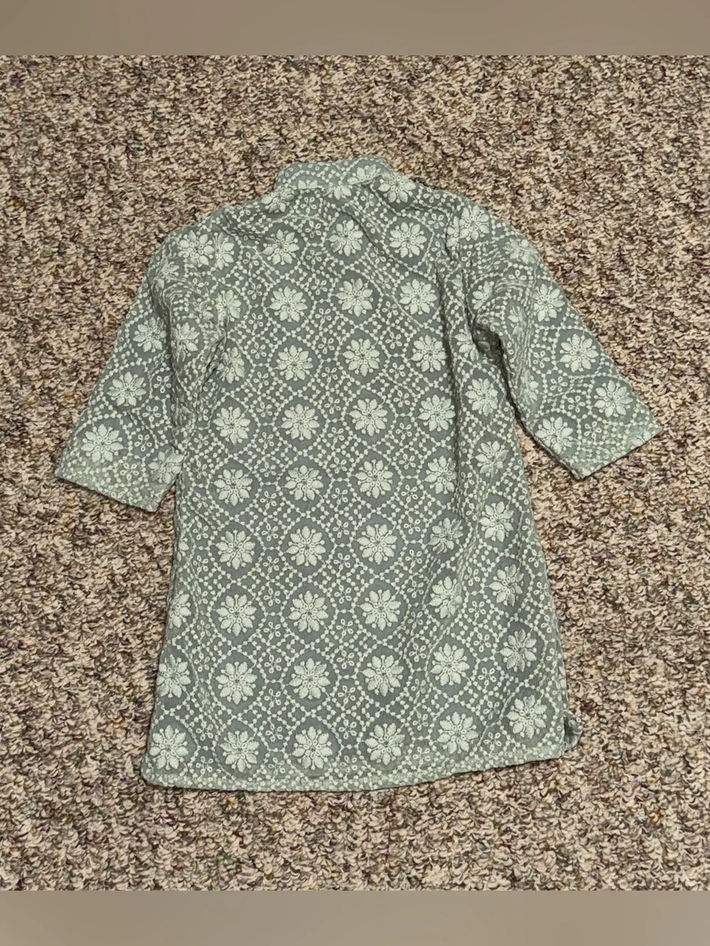 Embroidered Green Floral Printed Kurta Tunic kids 2T see measurements